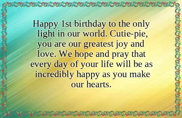 Happy Birthday Wishes For One Year Baby Girl