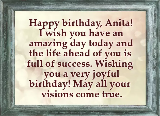 Happy Birthday To You Anita