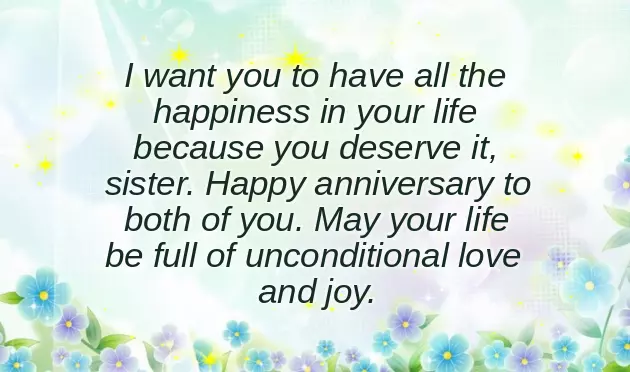 Happy Anniversary Message For Sister