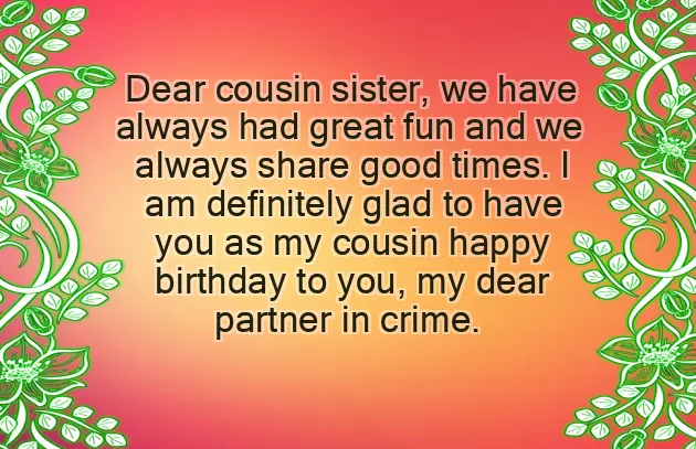Birthday Greetings For A Cousin Sister