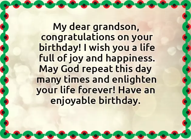 Wishes To Grandson On His Birthday