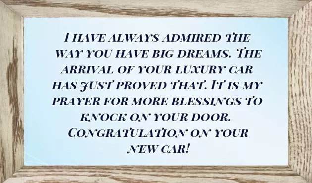 Congratulations On Your Car