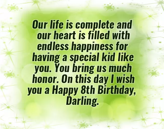 Birthday Greetings For 8 Year Old Daughter