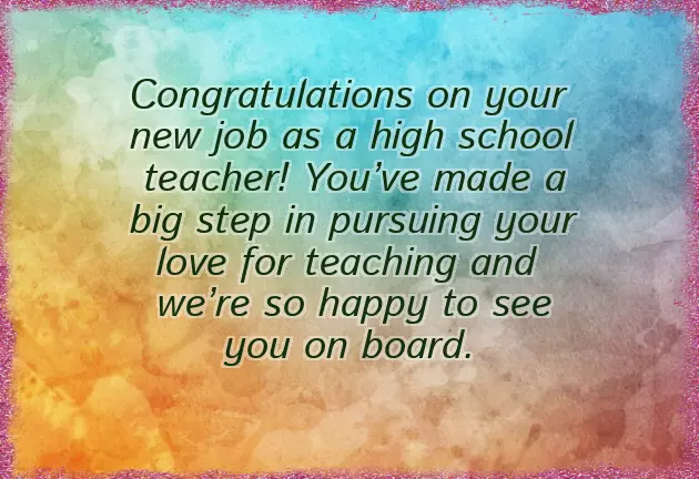Congratulations New Teacher Job