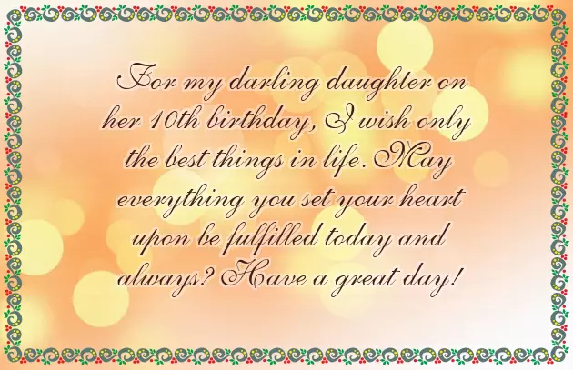 10Th Birthday Wishes To Daughter