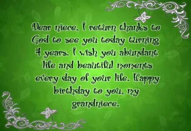 Happy Birthday To My 4 Year Old Niece