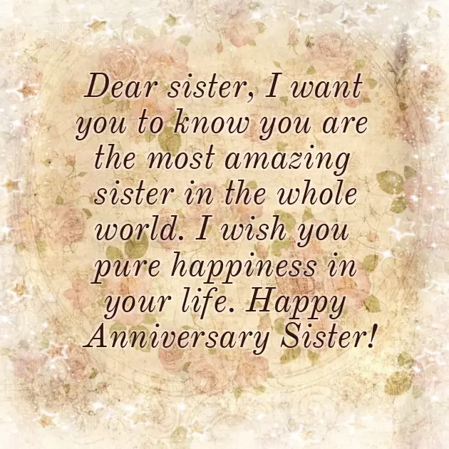 Wedding Anniversary Wishes To Sister