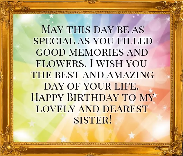 Happy Birthday Lovely Sister Wishes