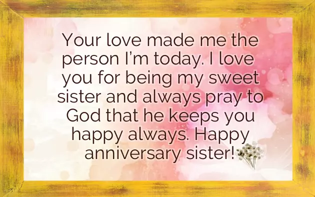 Wedding Anniversary Message To Sister