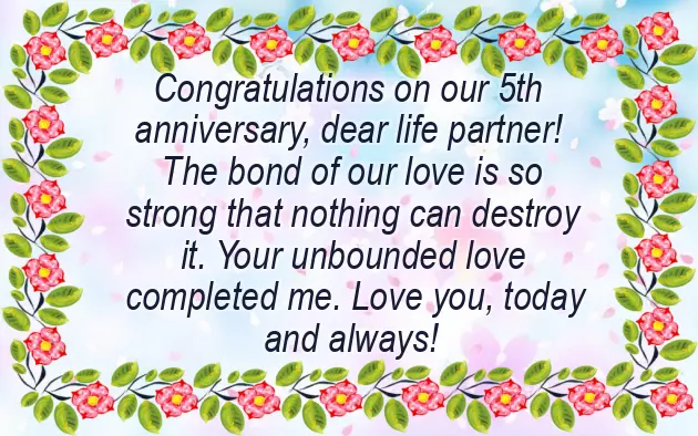 5Th Marriage Anniversary Wishes For Husband