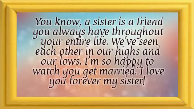 Bride Wishes For Sister