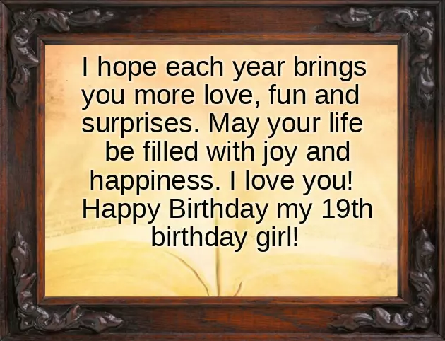 Happy Birthday Wishes For 19 Year Girl