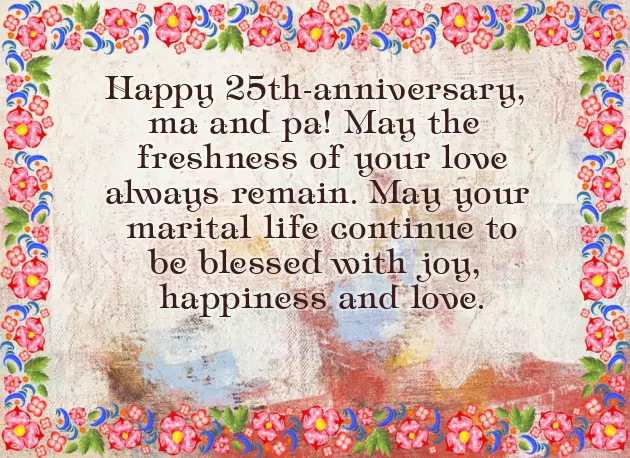 Silver Jubilee Wishes For Couple