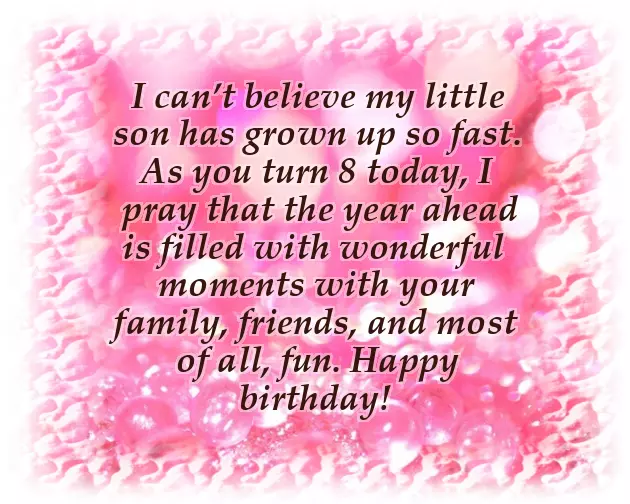 Birthday Wishes For Son 8Th Birthday